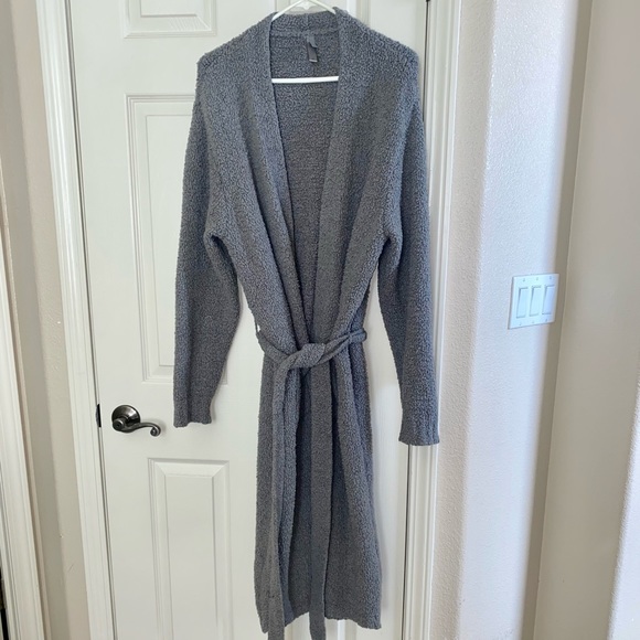 SKIMS Cozy knit soft warm long robe in Smoke - Picture 6 of 9